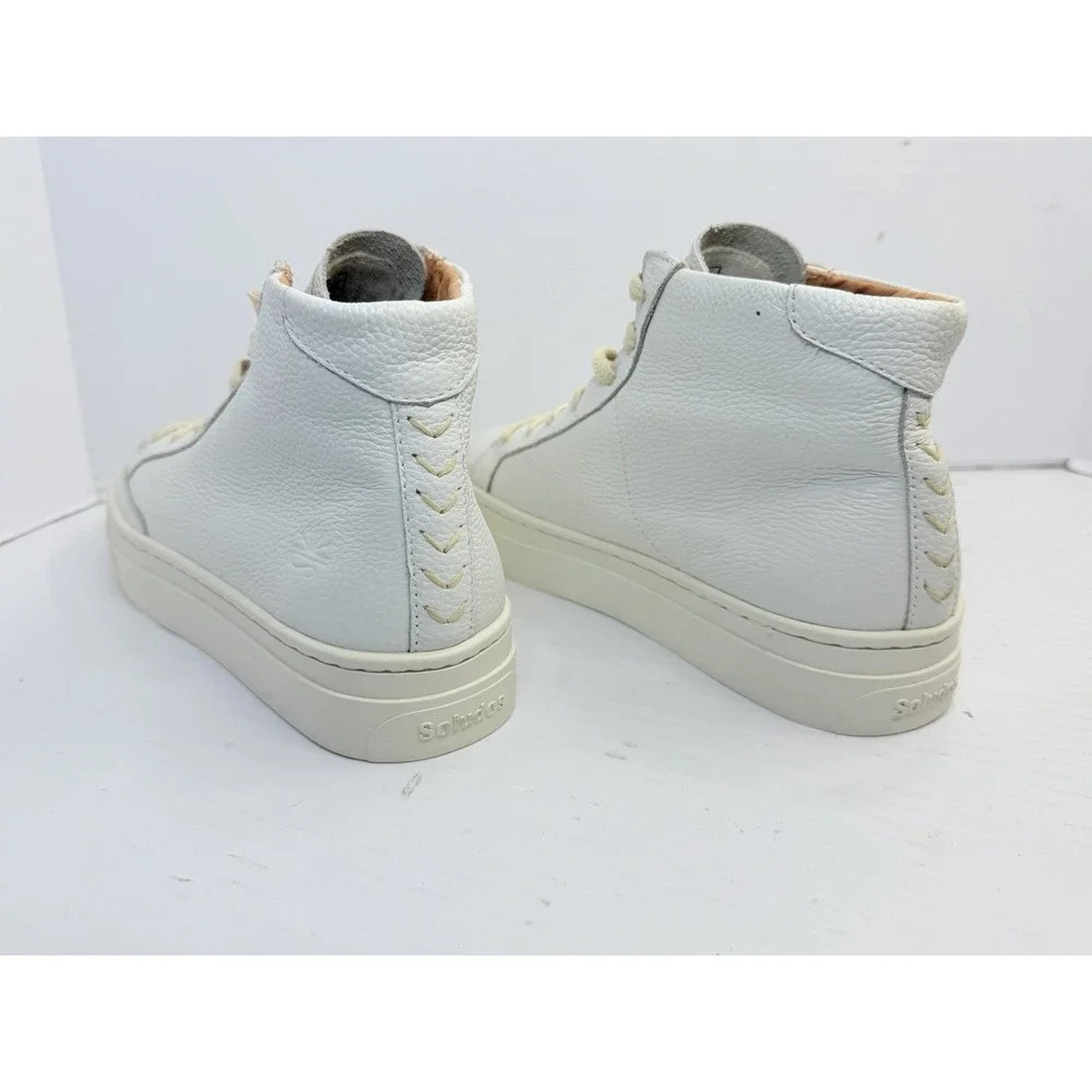 Soludos Ibiza High-Top Platform Sneakers Women's 8.5 White Leather EU 39
